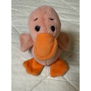 Ty Beanie Baby Quacker Jax Pink Duck Plush 6" Stuffed Animal